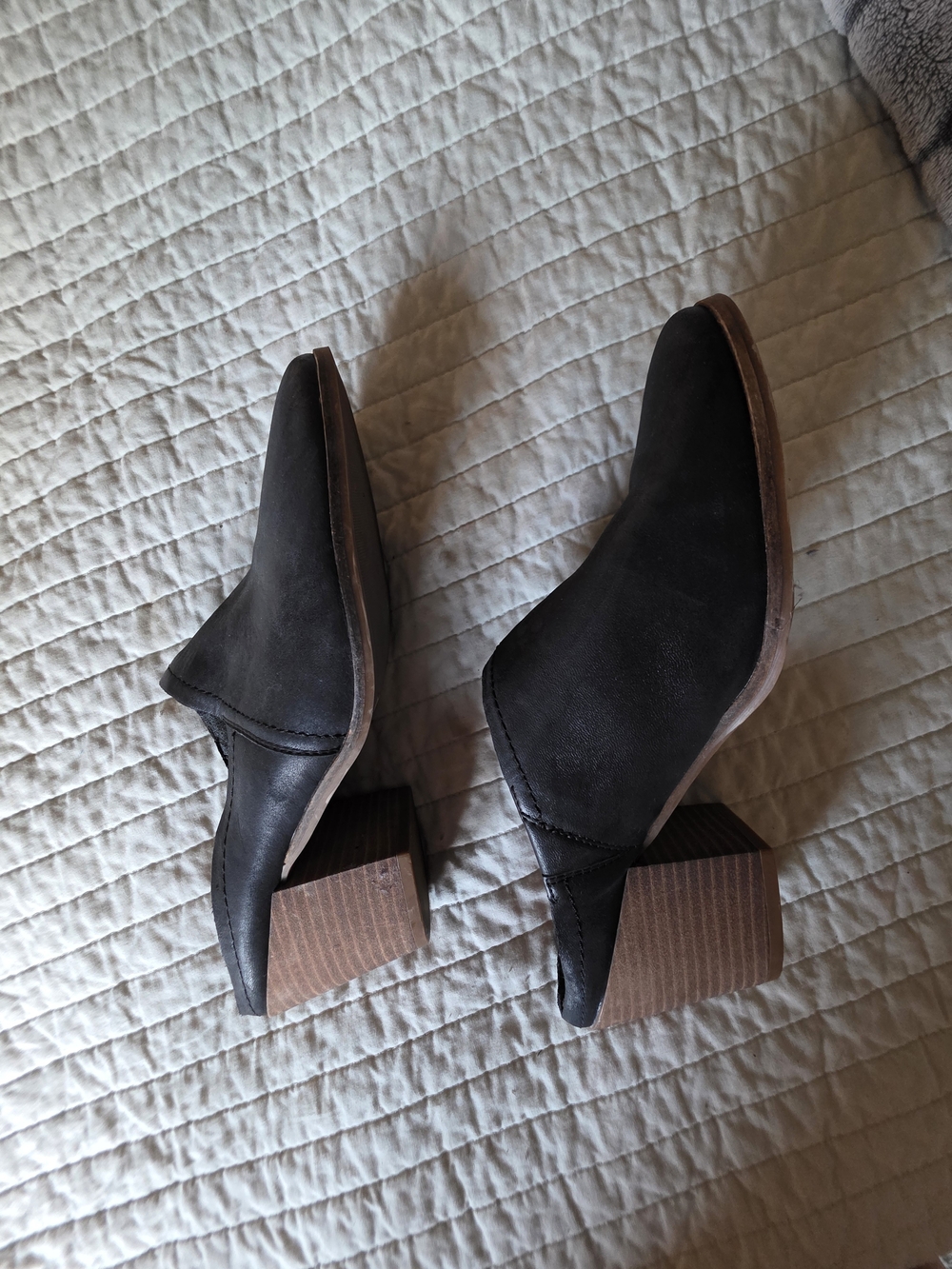 Lucky Brand Black Suede Block Heel Ankle Boots